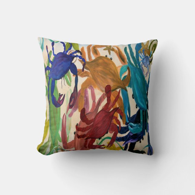 Almohada decorativa de arte de fiesta de cangrejo (Anverso)