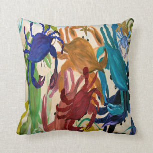 Almohada decorativa de arte de fiesta de cangrejo