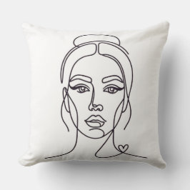 Almohada decorativa de arte de línea de mujer mini