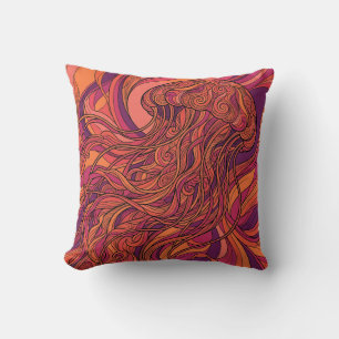 Almohada decorativa de arte de línea de puesta de