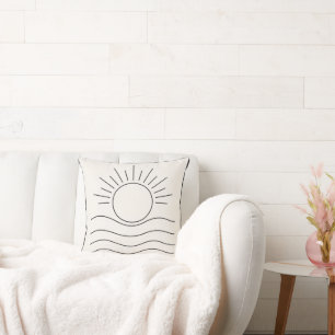 Almohada decorativa de arte de línea de sol minima