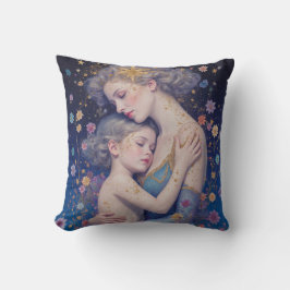 Almohada decorativa de arte de madre e hijo