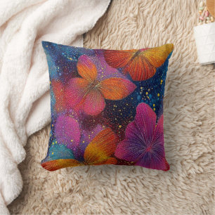 Almohada decorativa de arte de mariposa arcoíris