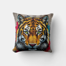 Almohada decorativa de arte graffiti de tigre – Fu