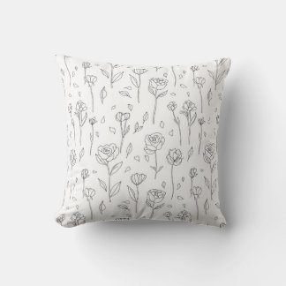 Almohada decorativa de arte lineal floral minimali