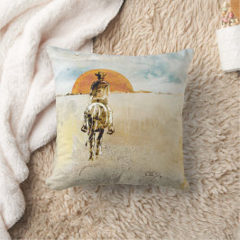 Almohada decorativa de arte occidental Sunset Cowb