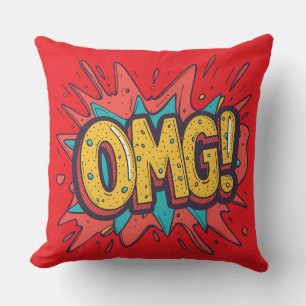 Almohada decorativa de arte pop “¡OMG!” estilo cóm