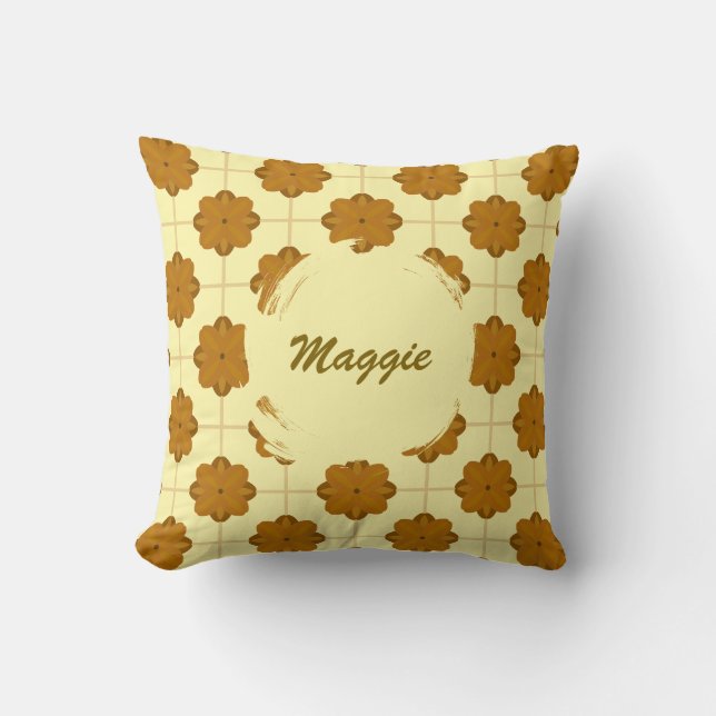 Almohada decorativa de baldosa floral Retro Terra  (Anverso)