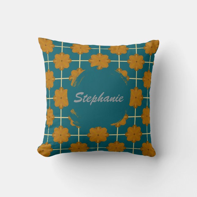 Almohada decorativa de baldosa floral Retro Terra  (Anverso)