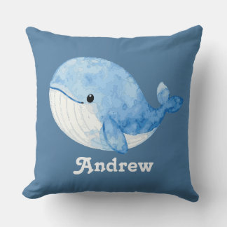 Almohada Decorativa de Ballena con Acuarela