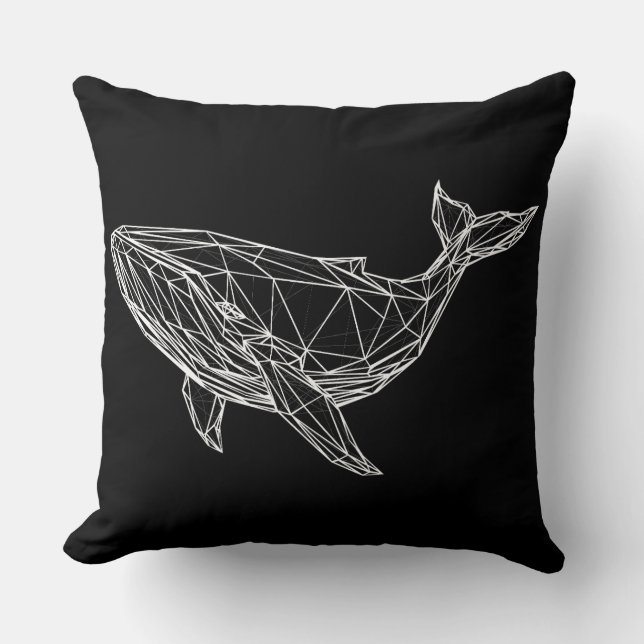Almohada Decorativa de Ballena Geométrica Moderna (Anverso)