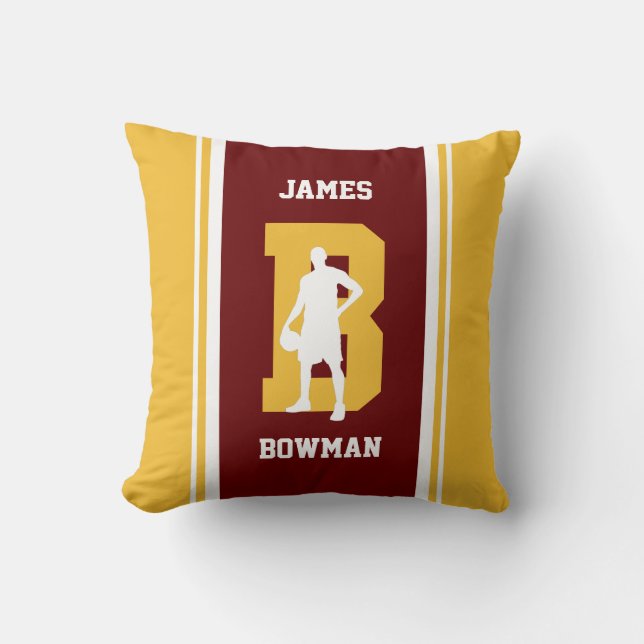 Almohada decorativa de baloncesto con franjas gran (Anverso)