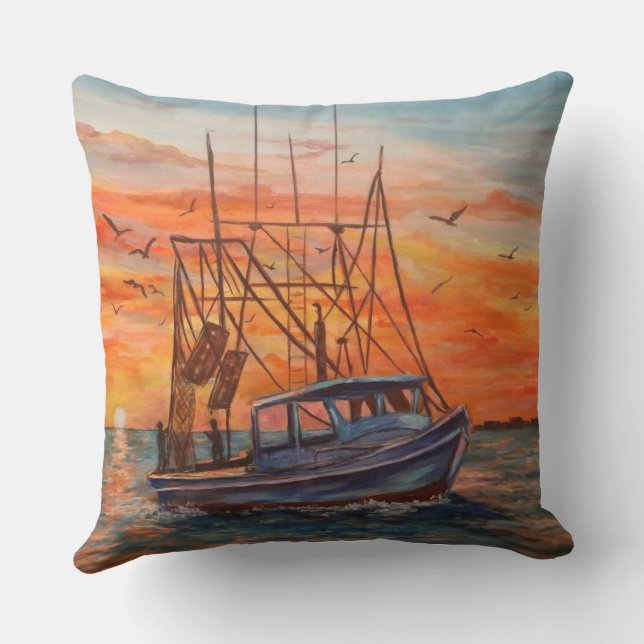Almohada Decorativa de Barco Camaronero (Reverso )