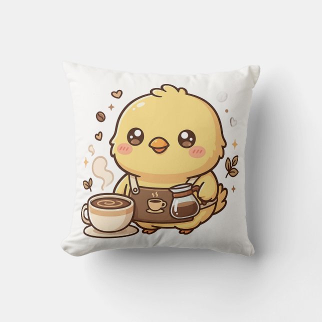 Almohada Decorativa de Barista Pollito Adorable (Anverso)