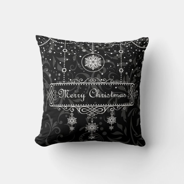Almohada decorativa de Black & White Merry Christm (Anverso)