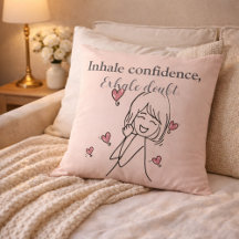 Almohada decorativa de blush motivacional Inhale C