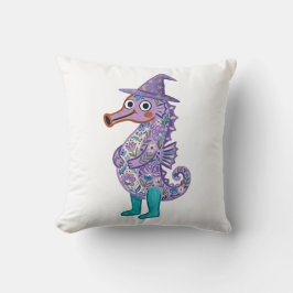 Almohada decorativa de caballito de mar lindo con