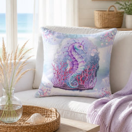 Almohada decorativa de caballito de mar púrpura co
