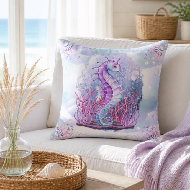Almohada decorativa de caballito de mar púrpura co (Subido por el creador)
