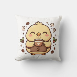 Almohada Decorativa de Café con Pollito Adorable