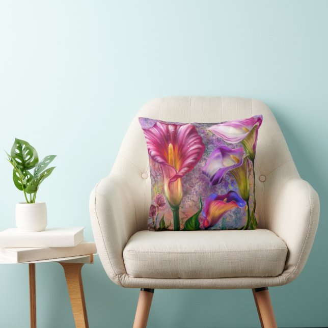 Almohada decorativa de calas coloridas (Silla)