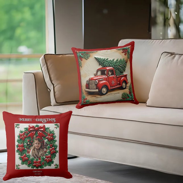 Almohada decorativa de camión rojo estilo granja r (Subido por el creador)