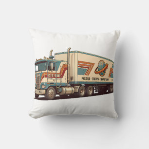 Almohada decorativa de camión semi vintage retro