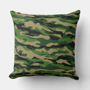Almohada decorativa de camuflaje de bosque verde