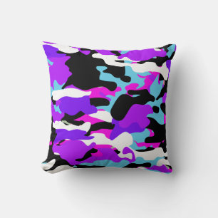 Almohada decorativa de camuflaje de color púrpura 