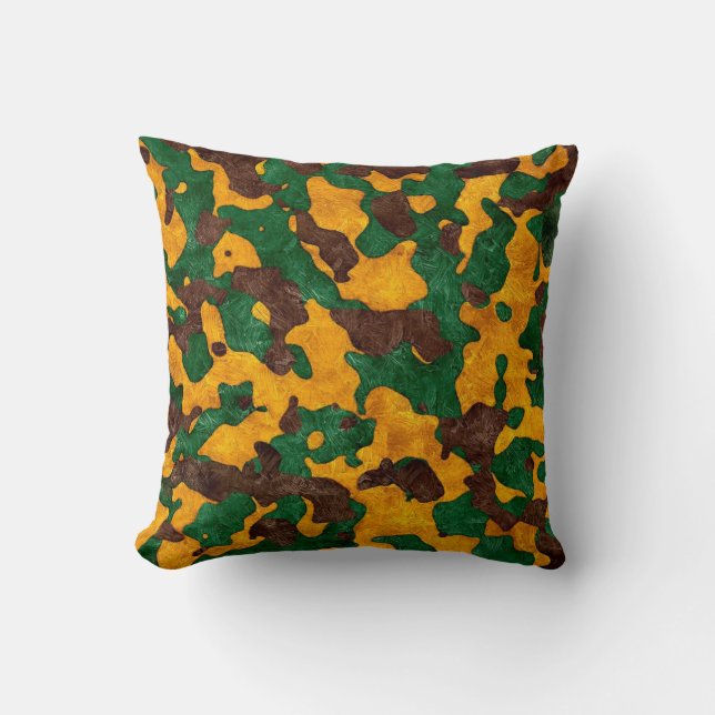 Almohada decorativa de camuflaje verde marrón nara (Anverso)