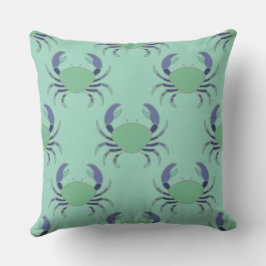 Almohada decorativa de cangrejo costero verde ment