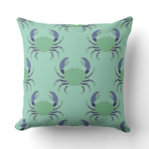 Almohada decorativa de cangrejo costero verde ment