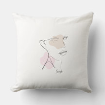Almohada Decorativa de Cara de Arte de Línea Minim