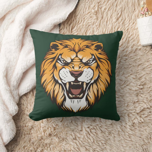 Almohada Decorativa de Cara de León Rugiente (Manta)