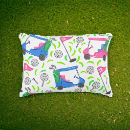 Almohada decorativa de carrito de golf rosa y azul
