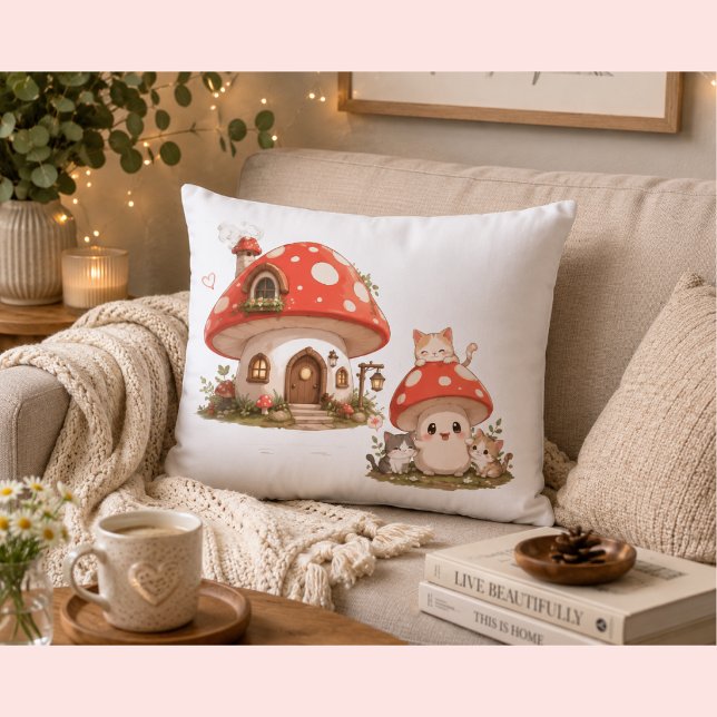 Almohada decorativa de Casa de Champiñón Adorable  (Subido por el creador)