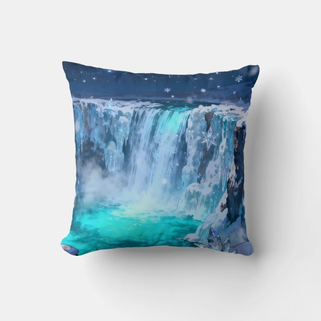 Almohada Decorativa de Cascada Helada (Anverso)