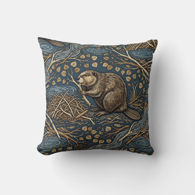 Almohada decorativa de castor para el hogar (Anverso)