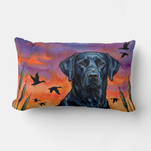Almohada decorativa de caza de patos al atardecer