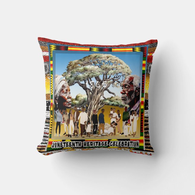 Almohada decorativa de celebración de Juneteenth • (Anverso)