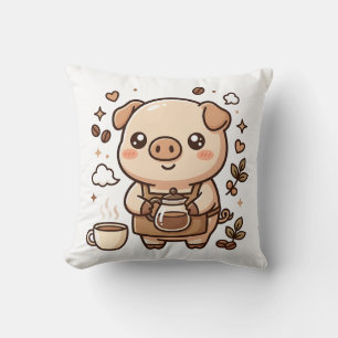 Almohada Decorativa de Cerdo Barista Adorable