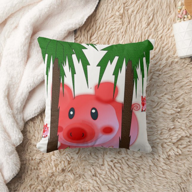 Almohada Decorativa de Cerdo Rosa Adorable (Manta)