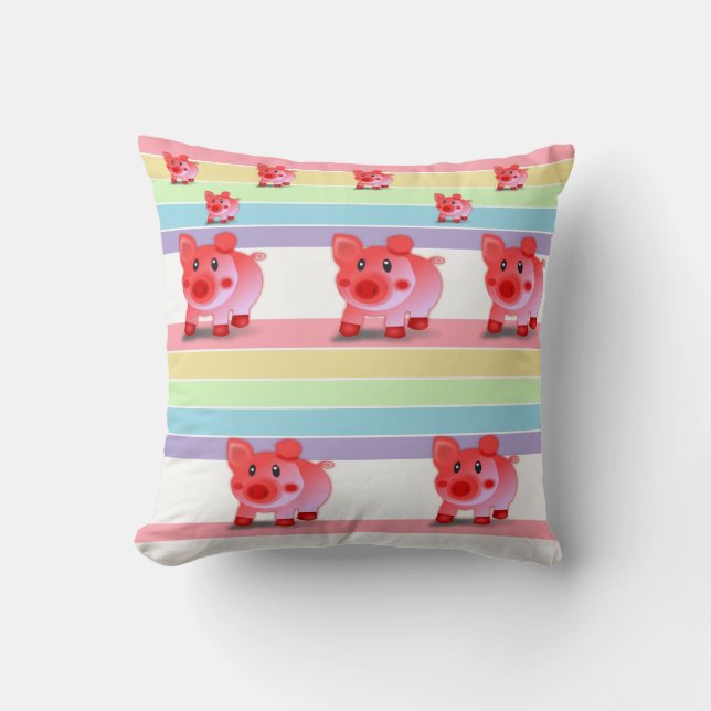 Almohada decorativa de cerdo rosa linda (Anverso)