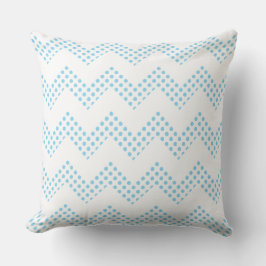 Almohada decorativa de Chevron con lunares azules 
