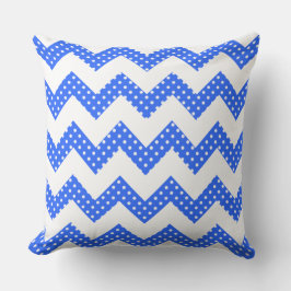 Almohada decorativa de Chevron con lunares azules 