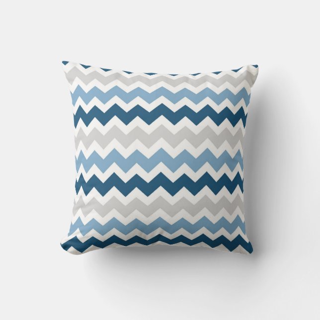 Almohada decorativa de Chevron del gris azul (Anverso)