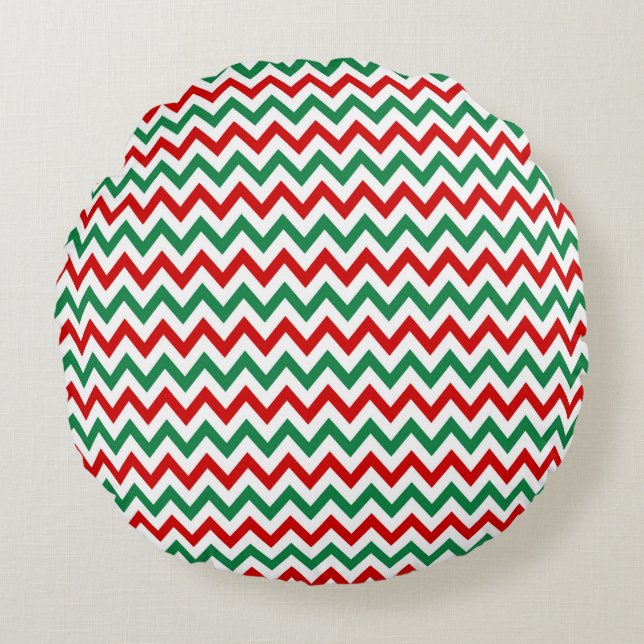 Almohada decorativa de Chevron roja y verde (Anverso)