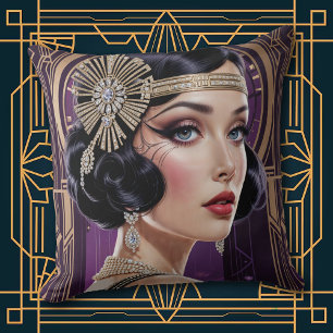 Almohada decorativa de chica flapper con elegancia