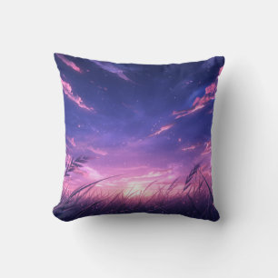 Almohada decorativa de cielo atardecer púrpura