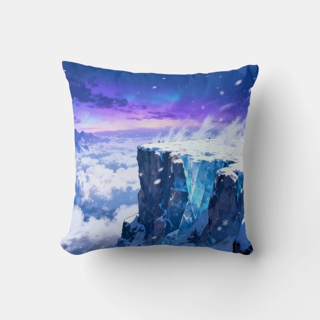 Almohada Decorativa de Cielo de Montaña Helada (Anverso)